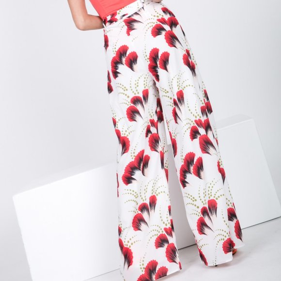 Wide-Leg Floral Print Pants SMALL - Picture 4 of 7